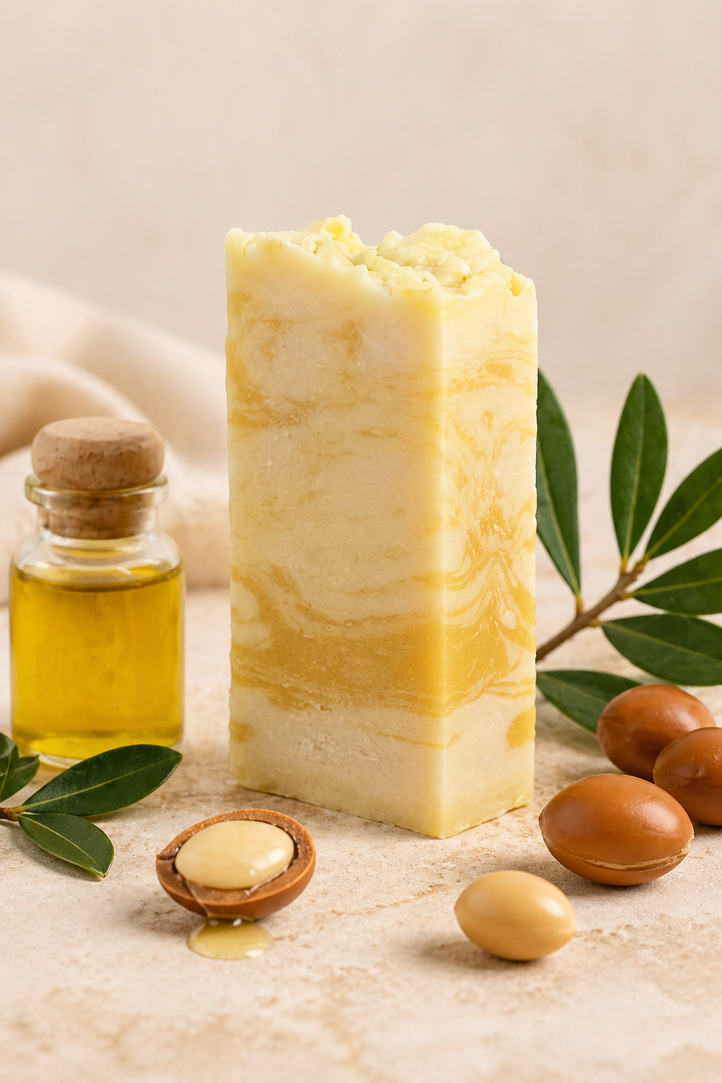 Jabón artesanal de Aceite de Argán — Nutrición y elasticidad 100 g | Salitre y Oliva