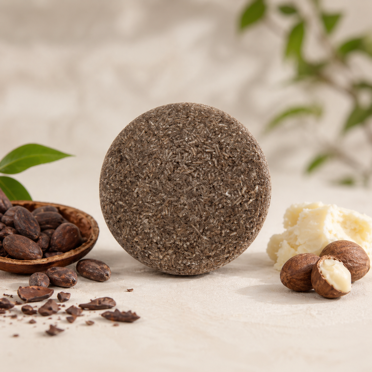 Champú sólido de Cacao & Karité — Nutrición reparadora 65 g | Salitre y Oliva