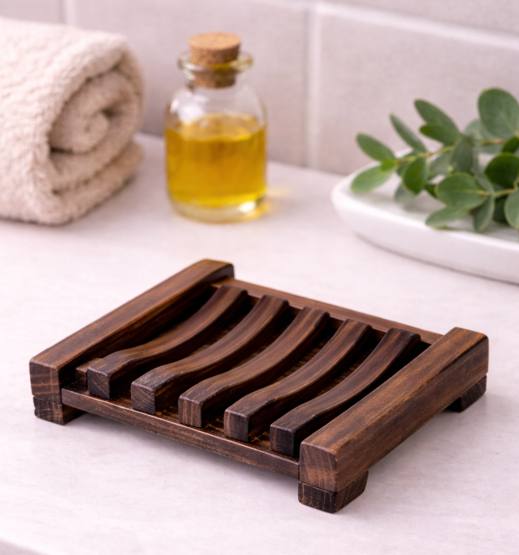 Jabonera de madera oscura | Salitre y Oliva