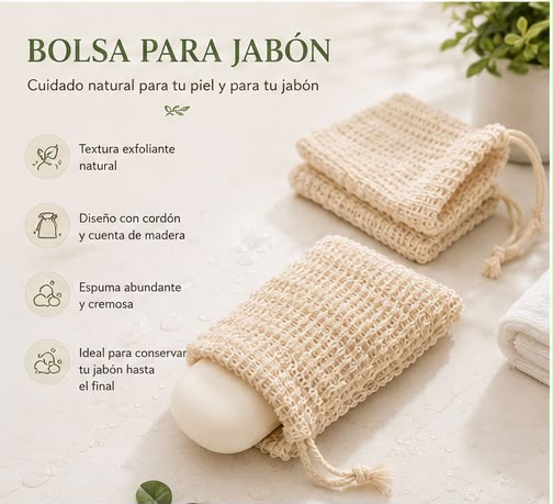 Bolsa natural exfoliante para jabón — Espuma y aprovechamiento.