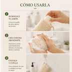 Bolsa natural exfoliante para jabón — Espuma y aprovechamiento.
