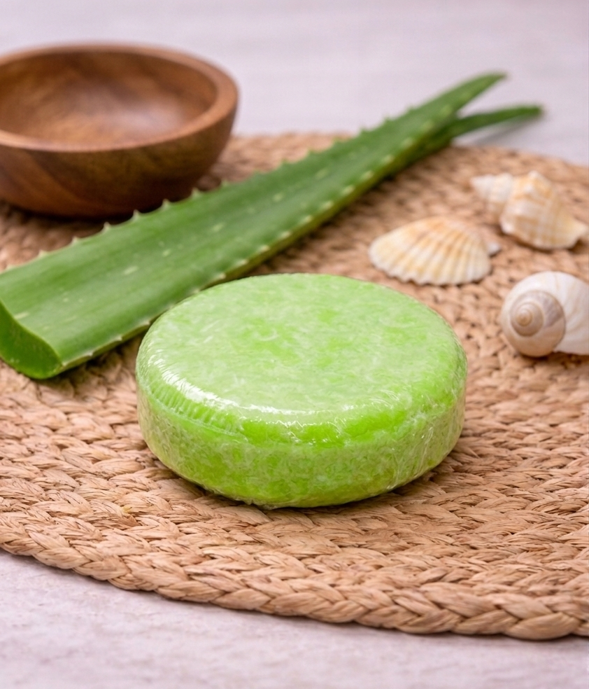 Pastilla de champú sólido natural artesano para cabellos secos