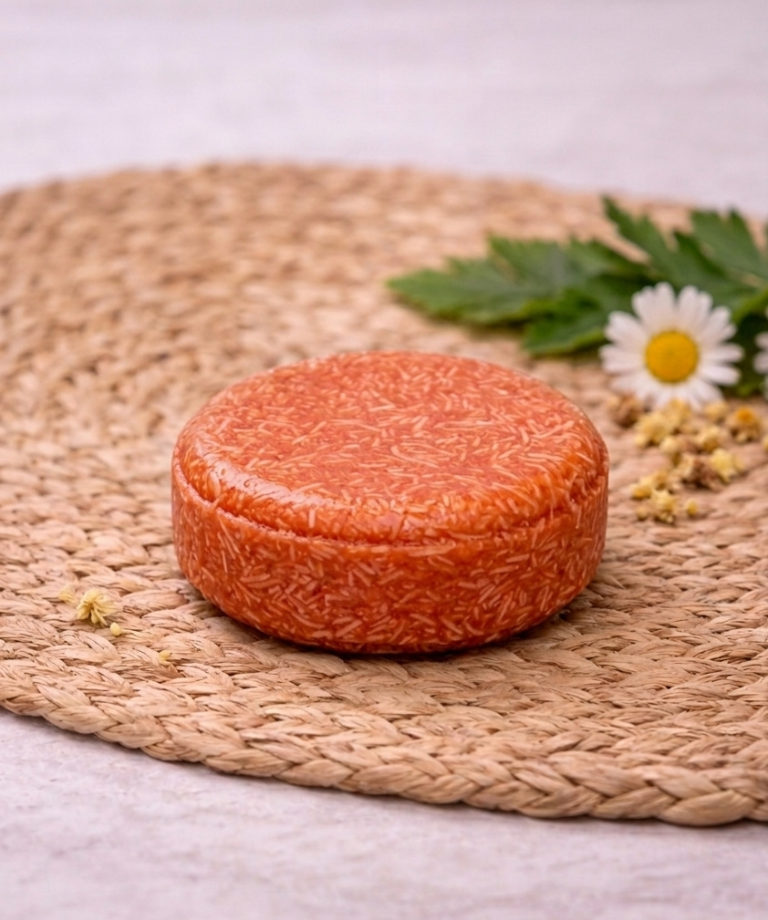 Pastilla de champú sólido natural artesano para cabellos grasos
