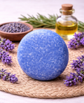 Champú sólido artesano con índigo y lavanda para cabellos con canas
