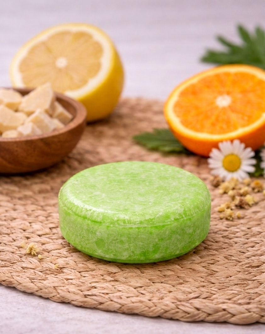 Pastilla de champú sólido natural artesano para cabellos normales