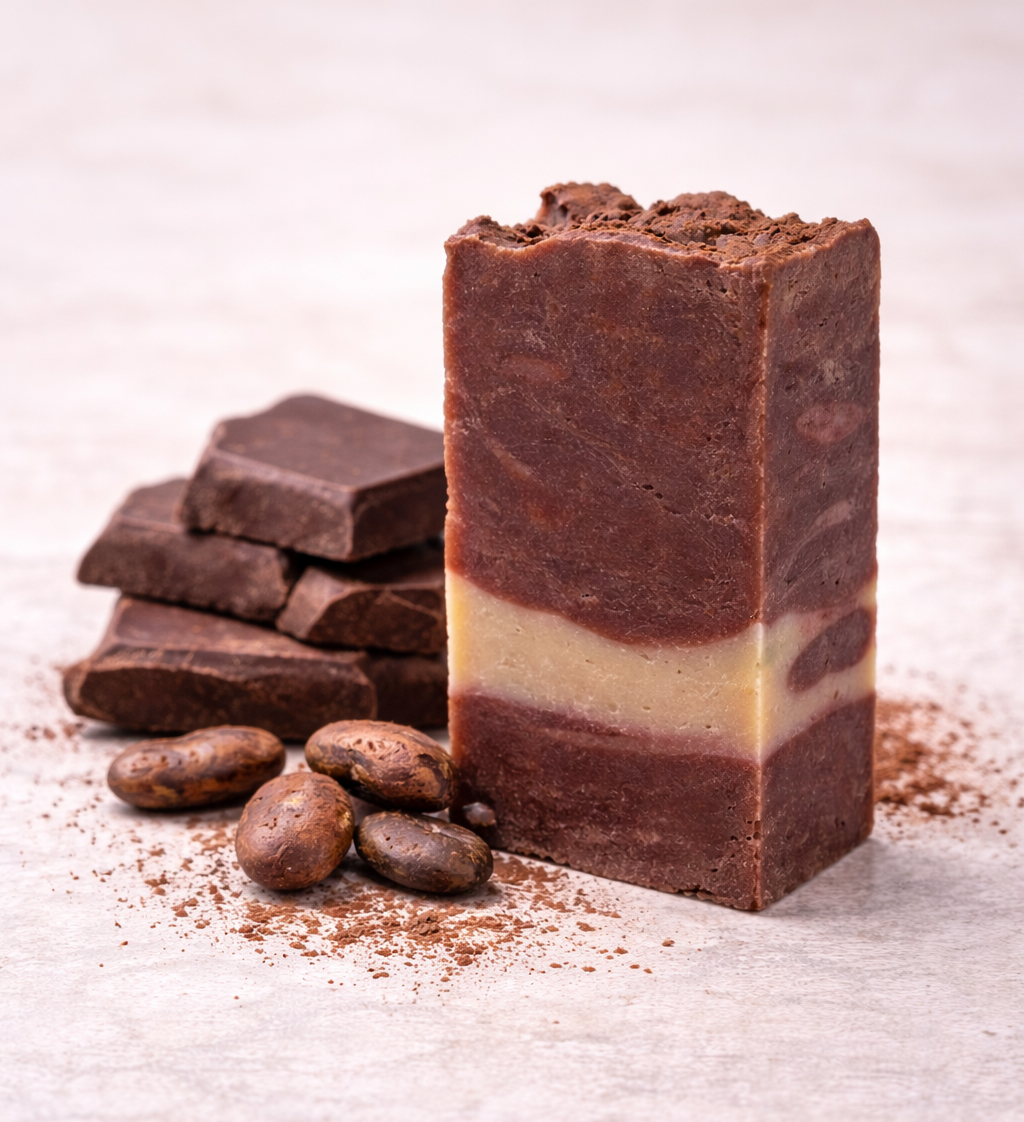 Pastilla de jabón artesano natural con chocolate