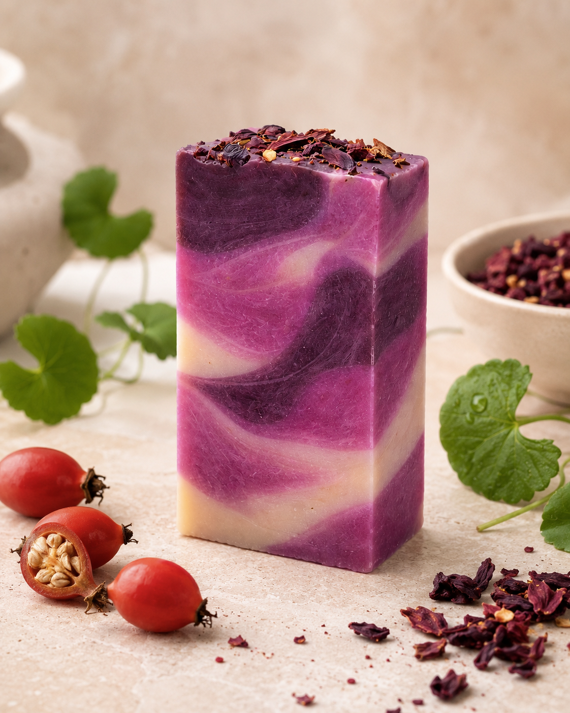Jabón artesanal de centella asiática y rosa mosqueta — Cuidado reparador. 100 g